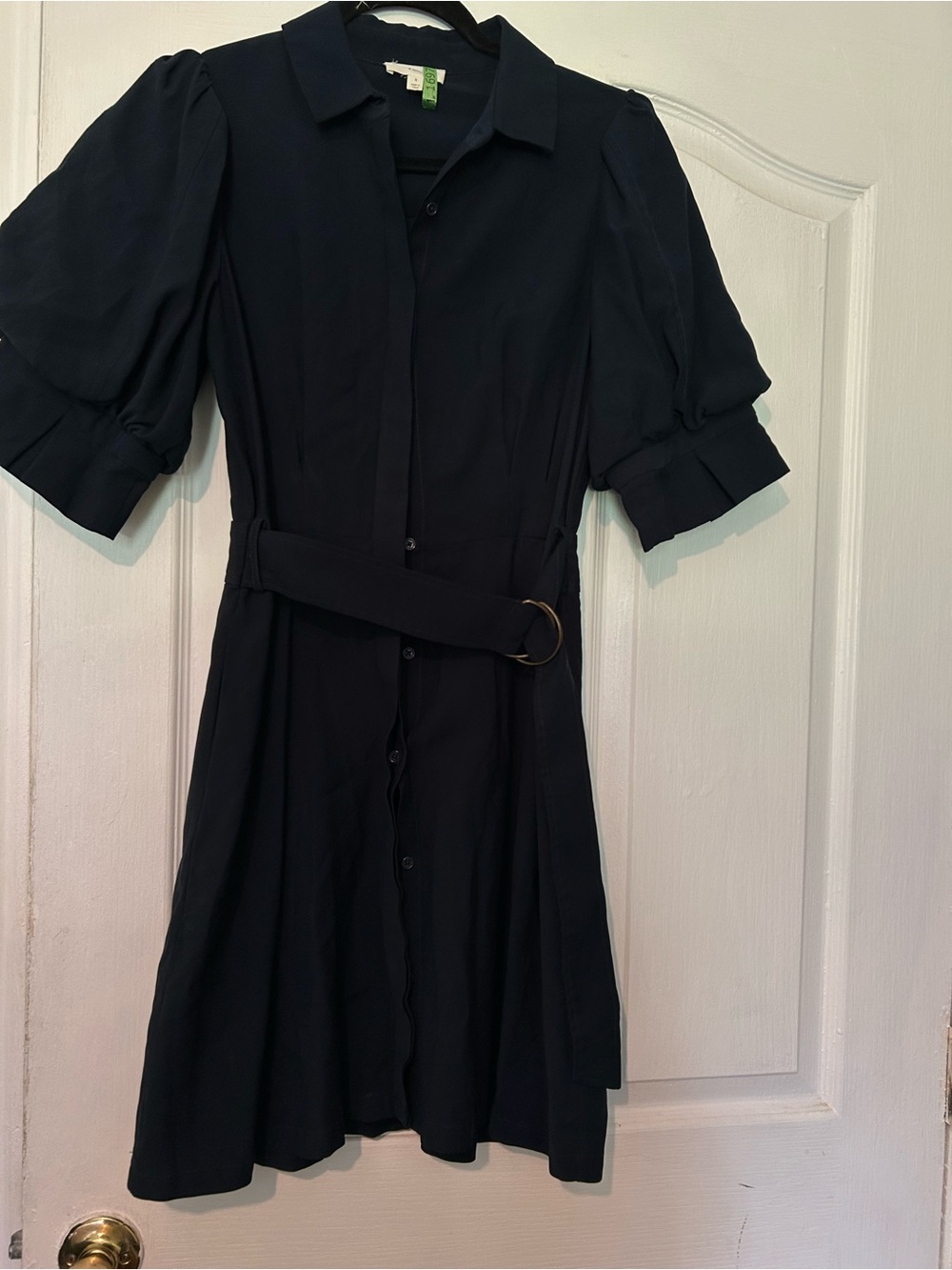 A loves A puff sleeve dress belted navy dress